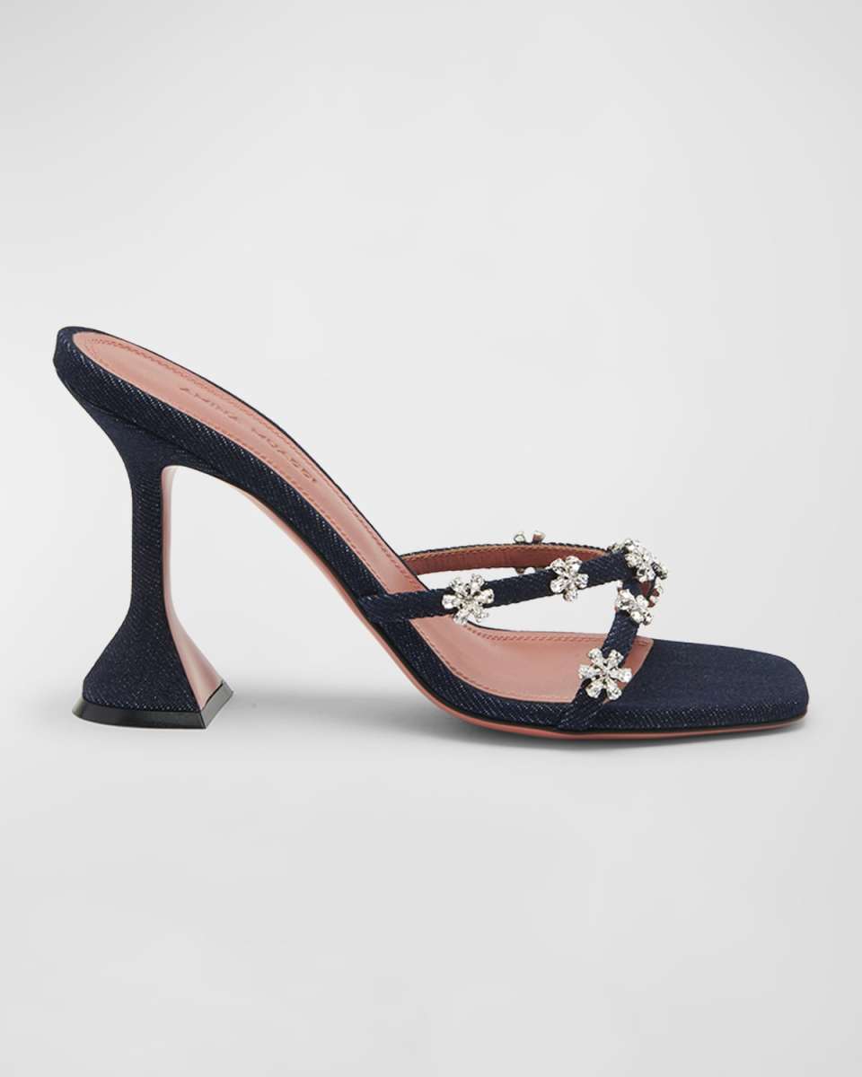 Lily Denim Crisscross Slide Sandals